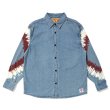 画像1: CHALLENGER/L/S TIE DYE SLEEVE DENIM SHIRT（WASHED INDIGO）［タイダイスリーブデニムシャツ-24春夏］ (1)