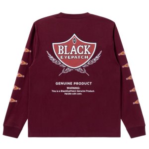 画像: BlackEyePatch/SWEET CIGAR LABEL L/S TEE（BURGUNDY）