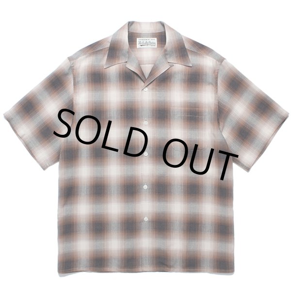 画像1: WACKO MARIA/OMBRE CHECK OPEN COLLAR SHIRT（BROWN）［オンブレチェックオープンカラーシャツ-24春夏］ (1)