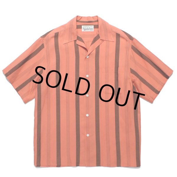 画像1: WACKO MARIA/STRIPED OPEN COLLAR SHIRT（ORANGE）［ストライプオープンカラーシャツ-24春夏］ (1)