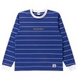 画像1: BlackEyePatch/OE LOGO EMBROIDERED STRIPED L/S TEE（BLUE） (1)