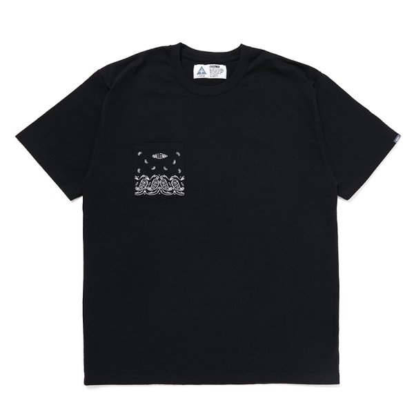 画像1: CHALLENGER/BANDANA POCKET TEE（BLACK）［刺繍ポケT-24秋冬］ (1)