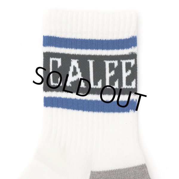 画像2: CALEE/JACQUARD PILE LINE SOCKS（WHITE/BLUE）［ラインソックス-24春夏］ (2)