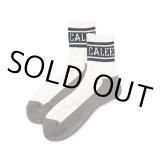 画像: CALEE/JACQUARD PILE LINE SOCKS（WHITE/BLACK）［ラインソックス-24春夏］