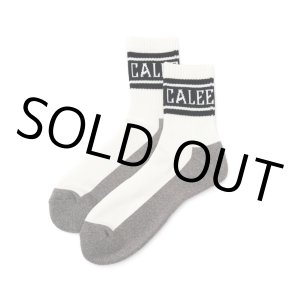 画像: CALEE/JACQUARD PILE LINE SOCKS（WHITE/BLACK）［ラインソックス-24春夏］