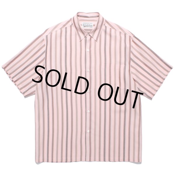 画像1: WACKO MARIA/STRIPED REGULAR COLLAR SHIRT（PINK）［ストライプオープンカラーシャツ-24春夏］ (1)