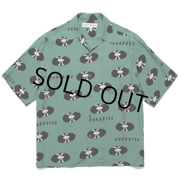 画像1: WACKO MARIA/RECORDS HAWAIIAN SHIRT（GREEN）［レコードハワイアンシャツ-24春夏］ (1)