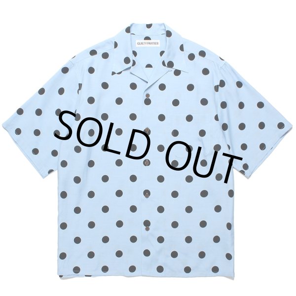 画像1: WACKO MARIA/DOTS OPEN COLLAR SHIRT（BLUE）［ドットオープンカラーシャツ-24春夏］ (1)