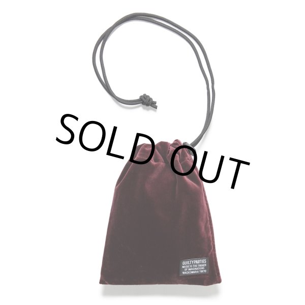 画像1: WACKO MARIA/VELVET DRAWSTRING BAG（BURGUNDY）［ドローストリングバッグ-24秋冬］ (1)