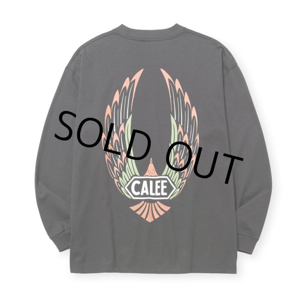 画像1: CALEE/VINTAGE TYPE WING LOGO L/S TEE ＜NATURALLY PAINT DESIGN＞（CHARCOAL）［プリント長袖T-24秋冬］ (1)