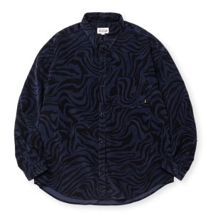 画像: CALEE/ZEBRA PATTERN CORDUROY OVER SH（NAVY）［ゼブラコーデュロイオーバーシャツ-24秋冬］