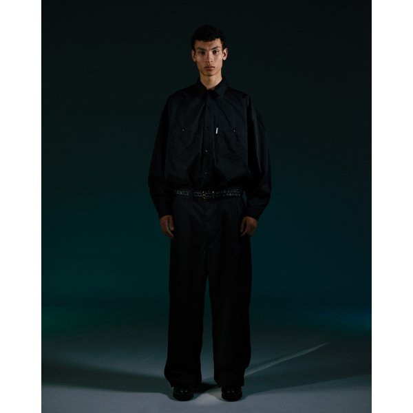 画像3: COOTIE PRODUCTIONS/Nylon Chino Cloth L/S Work Shirt（Black）［ナイロンチノクロスワークシャツ-24秋冬］ (3)