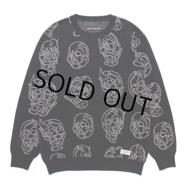 画像1: WACKO MARIA/56 TATTOO STUDIO / JACQUARD KNIT SWEATER（BLACK）［ジャガードセーター-24秋冬］ (1)