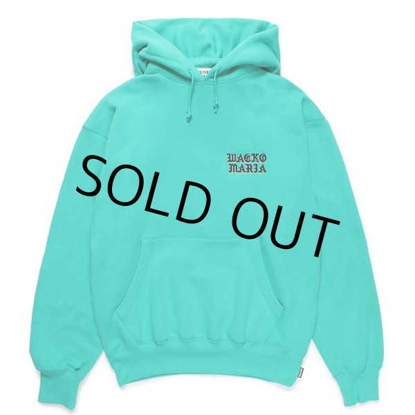 画像1: WACKO MARIA/MIDDLE WEIGHT HOODED SWEAT SHIRT（TURQUOISE）［プルオーバーパーカー-24秋冬］ (1)