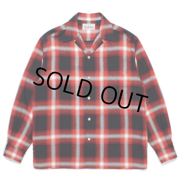 画像1: WACKO MARIA/OMBRE CHECK OPEN COLLAR SHIRT（RED）［オンブレチェックオープンカラーシャツ-24秋冬］ (1)