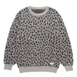 画像: WACKO MARIA/LEOPARD JACQUARD MOHAIR KNIT SWEATER（GRAY）［レオパードモヘアセーター-24秋冬］