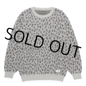 画像: WACKO MARIA/LEOPARD JACQUARD MOHAIR KNIT SWEATER（GRAY）［レオパードモヘアセーター-24秋冬］