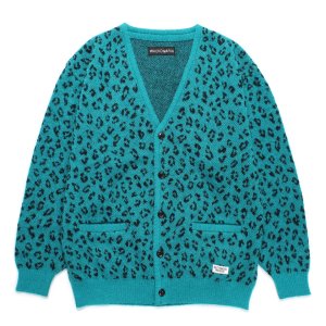 画像: WACKO MARIA/LEOPARD JACQUARD MOHAIR KNIT CARDIGAN（BLUE）［レオパードモヘアカーディガン-24秋冬］