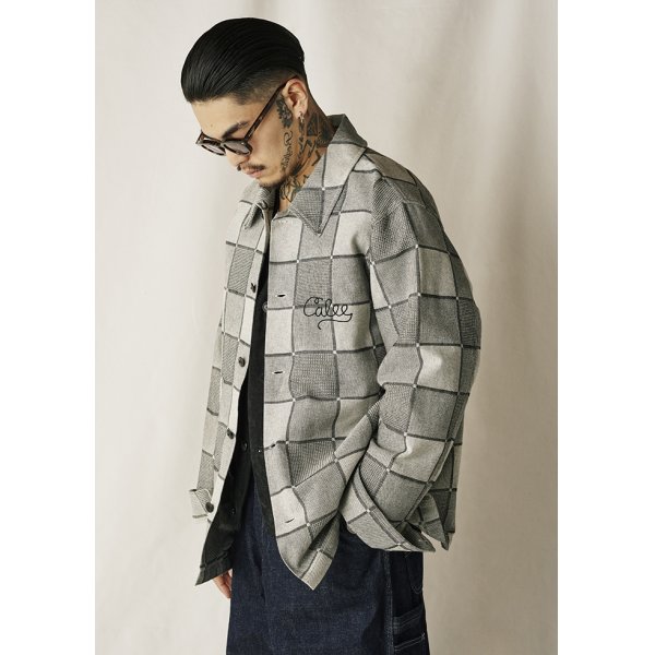 画像3: CALEE/BLOCK CHECK OVER SIZE SHIRT JACKET（IVORY）［ブロックチェックオーバーサイズシャツJKT-24秋冬］ (3)