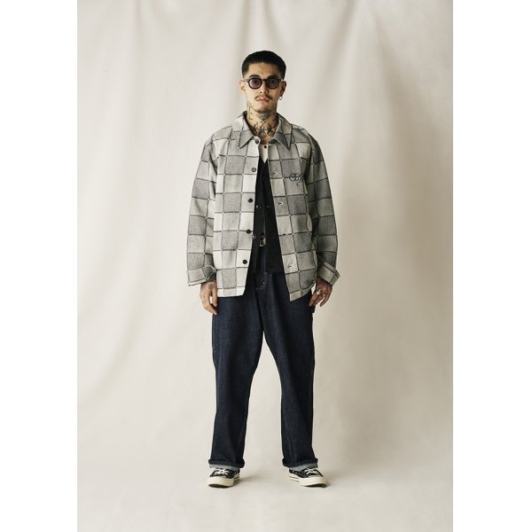 画像2: CALEE/BLOCK CHECK OVER SIZE SHIRT JACKET（IVORY）［ブロックチェックオーバーサイズシャツJKT-24秋冬］ (2)