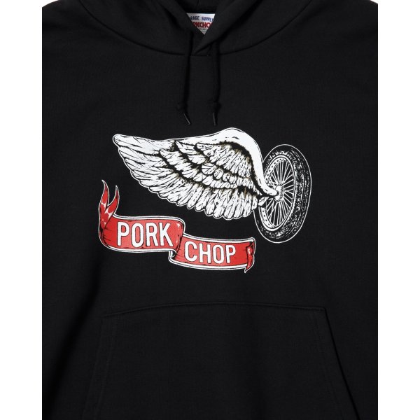 画像3: PORKCHOP/FLYING WEEL  P HOODED（×MASSES）（BLACK）［プルオーバーパーカー-24秋冬］ (3)