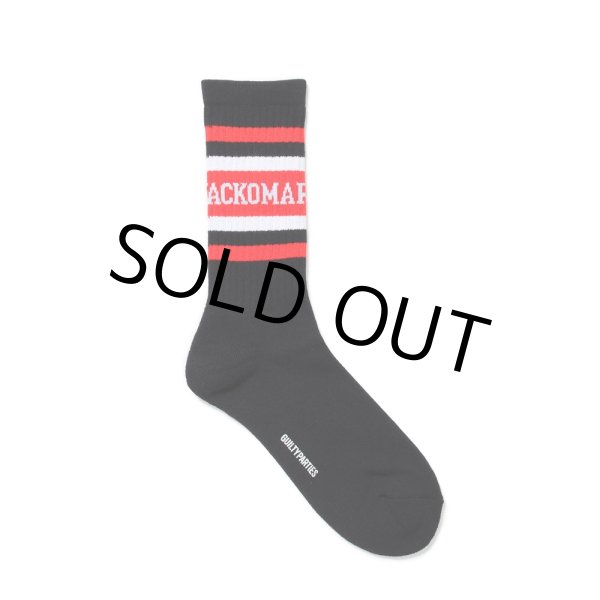 画像1: WACKO MARIA/LOGO JACQUARD SOCKS（BLACK/RED）［ロゴジャガードソックス-24秋冬］ (1)