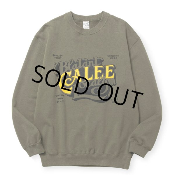 画像1: CALEE/CAL BL LOGO CREW NECK SW ＜NATURALLY PAINT DESIGN＞（OLIVE）［クルーネックスウェット-24秋冬］ (1)