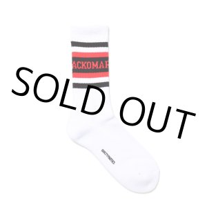 画像: WACKO MARIA/LOGO JACQUARD SOCKS（WHITE/RED）［ロゴジャガードソックス-24秋冬］