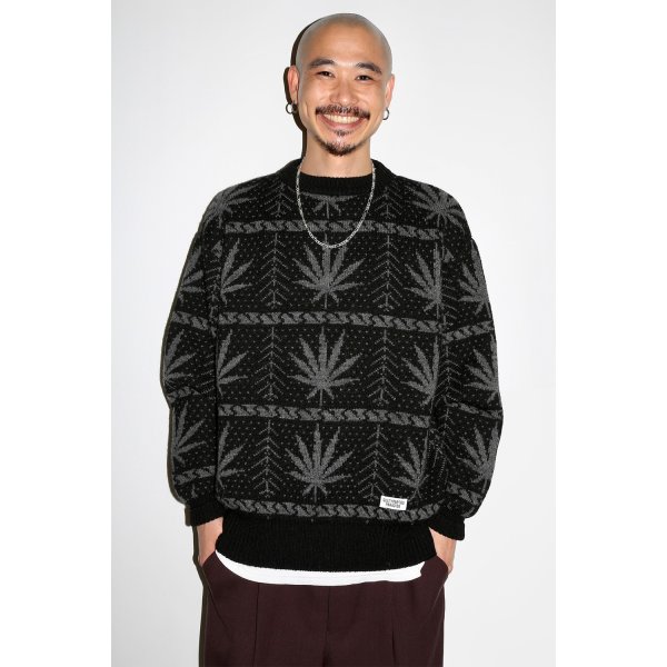 画像2: WACKO MARIA/HIGH TIMES / JACQUARD KNIT SWEATER（BLACK）［ジャガードセーター-24秋冬］ (2)