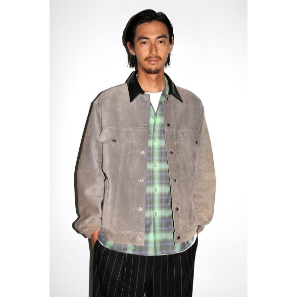 画像2: WACKO MARIA/OMBRE CHECK OPEN COLLAR SHIRT（GREEN）［オンブレチェックオープンカラーシャツ-24秋冬］ (2)