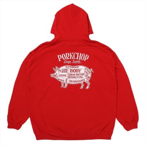 画像: PORKCHOP/PORK BACK HOODIE（RED）［プルオーバーパーカー-24秋冬］