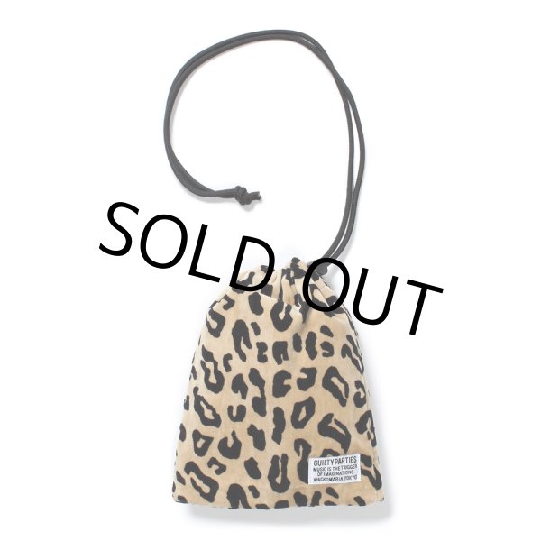 画像1: WACKO MARIA/DRAWSTRING BAG（LEOPARD VELVET）［ドローストリングバッグ-24秋冬］ (1)