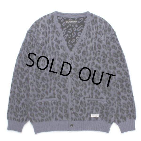 画像1: WACKO MARIA/LEOPARD HEAVY MOHAIR KNIT CARDIGAN（PURPLE）［レオパードヘビーモヘアカーディガン-24秋冬］ (1)