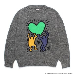 画像: WACKO MARIA/KEITH HARING / JACQUARD KNIT SWEATER（GRAY）［ジャガードセーター-24秋冬］