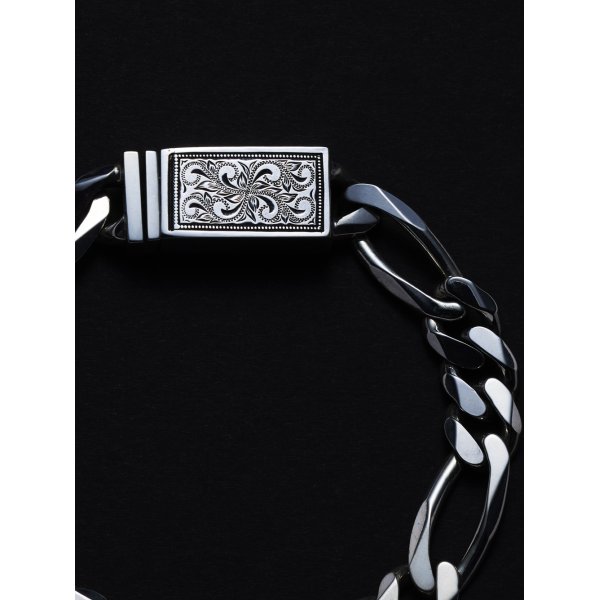 画像2: ANTIDOTE BUYERS CLUB/Engraved Box Clasp Figaro Bracelet（Silver） (2)