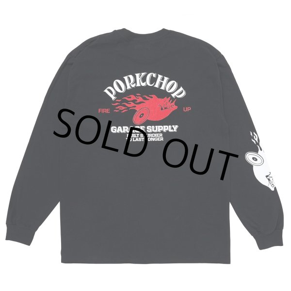 画像1: PORKCHOP/FIRE UP L/S TEE（BLACK）［プリント長袖T-24秋冬］ (1)