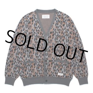 画像: WACKO MARIA/LEOPARD JACQUARD KNIT CARDIGAN（GRAY）［レオパードコットンニットカーディガン-25春夏］