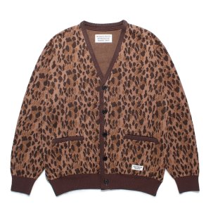 画像: WACKO MARIA/LEOPARD JACQUARD KNIT CARDIGAN（BROWN）［レオパードコットンニットカーディガン-25春夏］