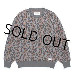 画像: WACKO MARIA/LEOPARD JACQUARD KNIT SWEATER（GRAY）［レオパードコットンニットセーター-25春夏］