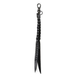 画像: CALEE/STUDS & KNITTING LEATHER LONG KEY RING＜TYPE A＞（BLACK/BLACK）［レザーロングキーリング-25春夏］