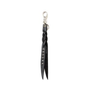 画像: CALEE/STUDS & KNITTING LEATHER SHORT KEY RING＜TYPE A＞（BLACK/SILVER）［レザーショートキーリング-25春夏］