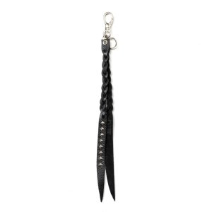 画像: CALEE/STUDS & KNITTING LEATHER LONG KEY RING＜TYPE A＞（BLACK/SILVER）［レザーロングキーリング-25春夏］