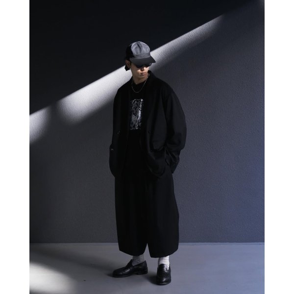 画像3: COOTIE PRODUCTIONS/Comfort Merino Saxony Shin Cut Wide Easy Trousers（Black）［シンカットワイドイージートラウザース-25春夏］ (3)