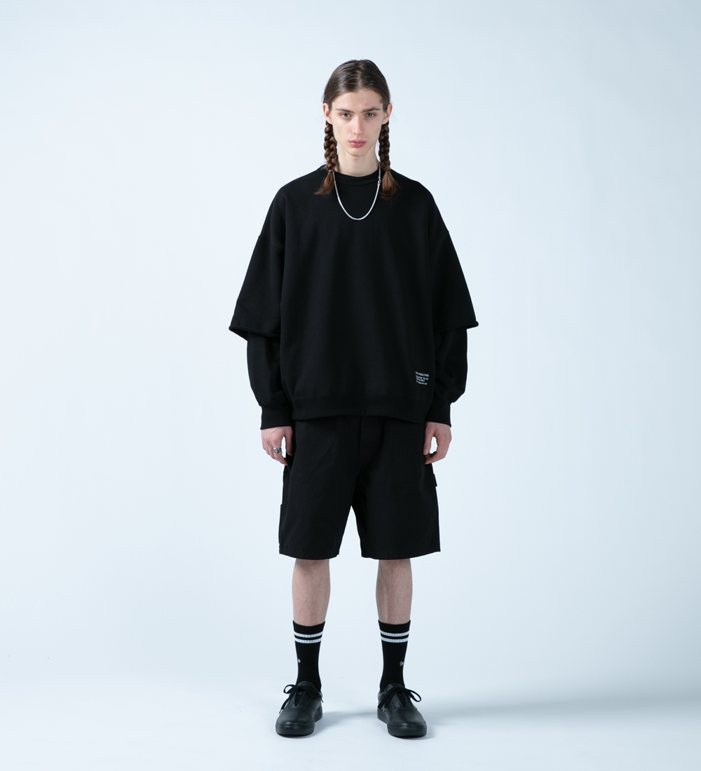 COOTIE/Plain Cut-Off Crewneck Sweatshirt（ブラック）［カットオフ