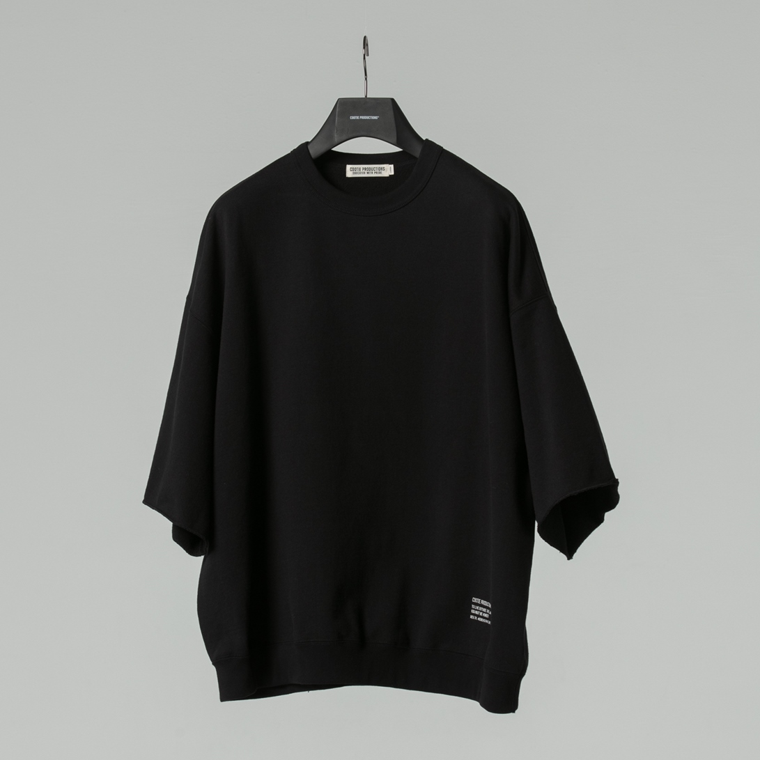 COOTIE/Plain Cut-Off Crewneck Sweatshirt（ブラック）［カットオフ