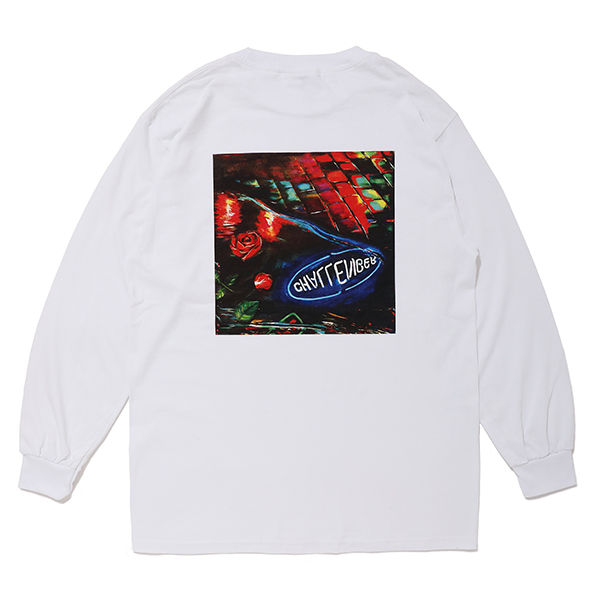 CHALLENGER/L/S PUDDLE TEE（ホワイト）［プリント長袖T-21秋冬］ - JONAS