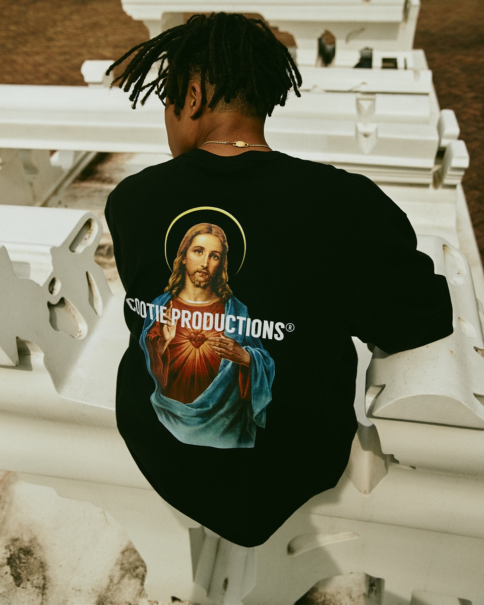 COOTIE/Print Oversized L/S Tee（JESUS）（ブラック）［オーバー