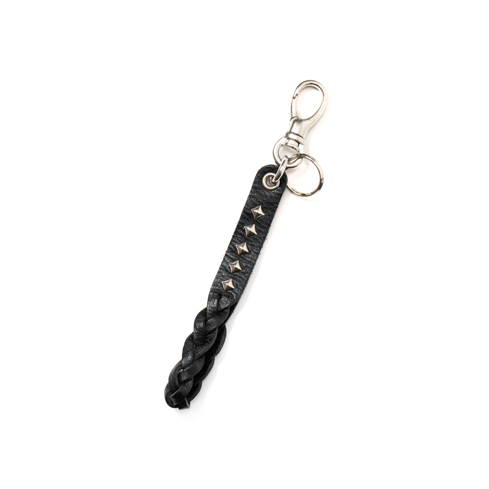 CALEE/Studs & Embossing assort leather key ring（D