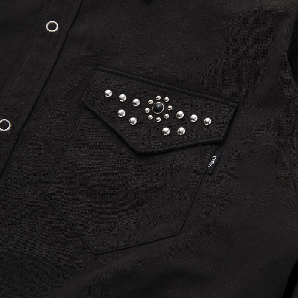 RATS/STUDS RAYON SHIRT（ブラック）［スタッズレーヨンシャツ-21秋冬