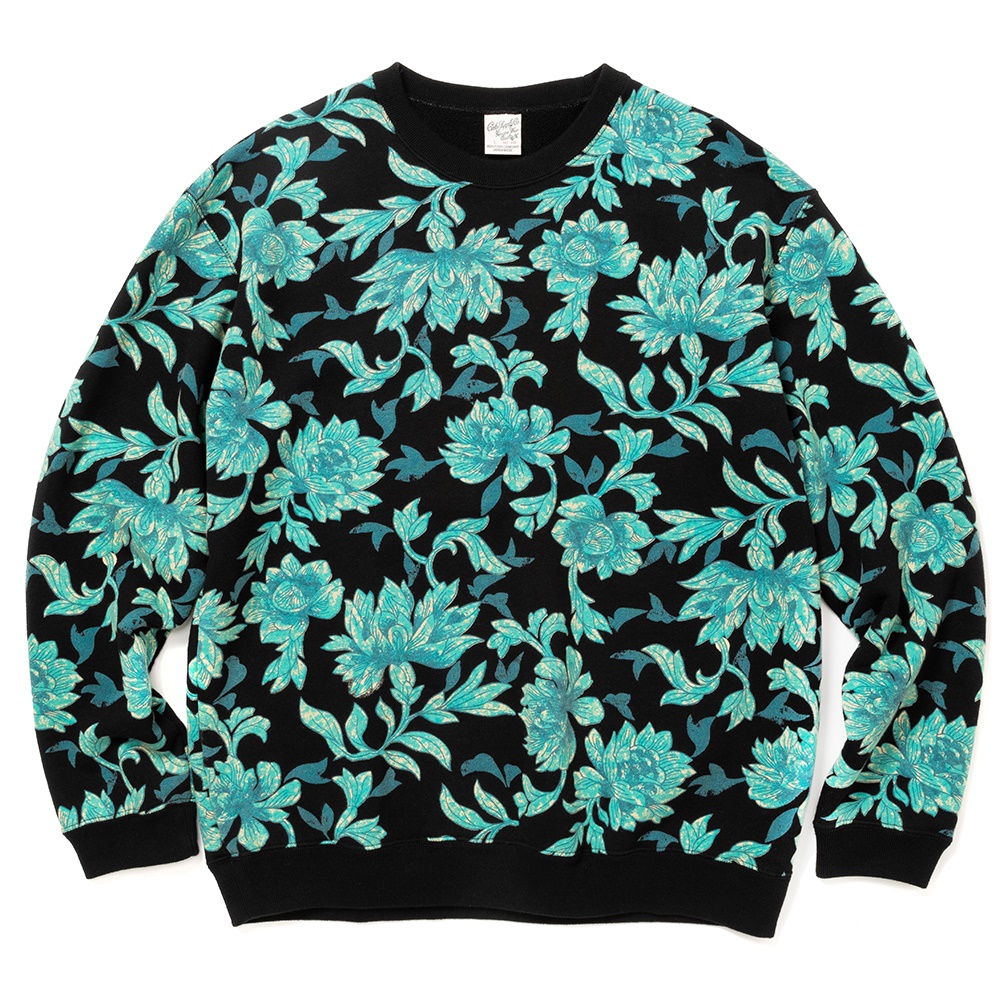 CALEE/Allover flower pattern crew neck sweat（ブラック）［フラワー